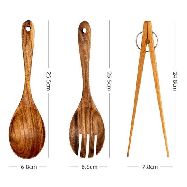 3 pcs Wooden Cooking Utensils Set