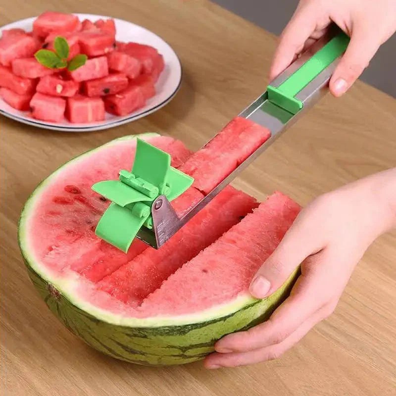Watermelon Cutter Stainless Steel Windmill Shaped Quickly Cutting Watermelon Fruit Slicer Tools